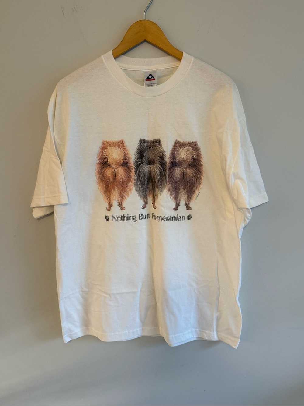 White 'Nothing Butt Pomeranian' Graphic Tee Size XL Vintage New w/o Tags